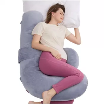 Momcozy PP007 F-Shape tehotenské vankúš sivý