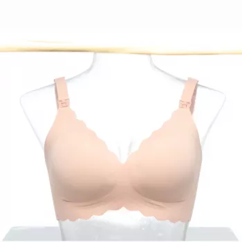 Momcozy YN46 bezšvová podporná podprsenka s kvetinovým vzorom dojčiaca podprsenka push-up béžová veľkosť M