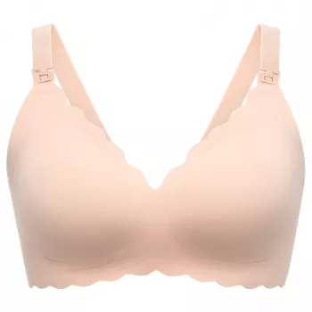 Momcozy YN46 bezšvová podporná podprsenka s kvetinovým vzorom dojčiaca podprsenka push-up béžová veľkosť M