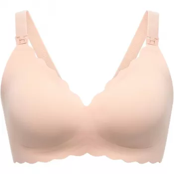 Momcozy YN46 bezšvová podporná podprsenka s kvetinovým vzorom a Jelly Strip, push-up, béžová kvetinová, veľkosť XL
