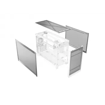 MONTECH TEN (W) Mini Tower PC skriňa biela - Micro ATX / Mini-ITX, temperované sklo, ARGB