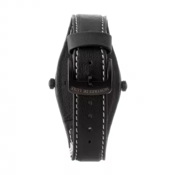 MONTRES DE LUXE Unisex Analog Quartz hodinky 09BK-3002 40mm Nerezové puzdro Čierny kožený remienok