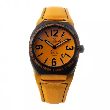 MONTRES DE LUXE unisex hodinky 09BK-2502 40 mm nerezová oceľ čierna koža