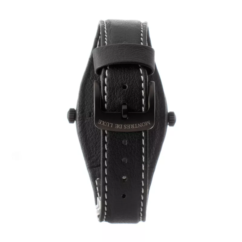 MONTRES DE LUXE unisex hodinky 09BK-3003 40mm quartz analógové nerezová oceľ koža čierna