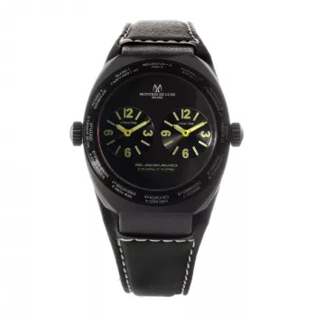 MONTRES DE LUXE unisex hodinky 09BK-3003 40mm quartz analógové nerezová oceľ koža čierna