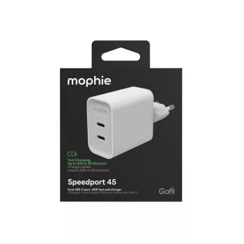 Mophie ROC GaN 45W duálna USB-C nástenná nabíjačka - biela