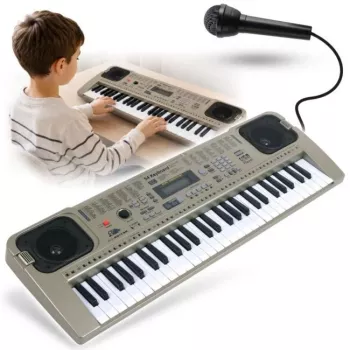 MQ 807 USB elektronický výukový keyboard, 61 klávesov, 16 zvukov, 10 rytmov, sivý