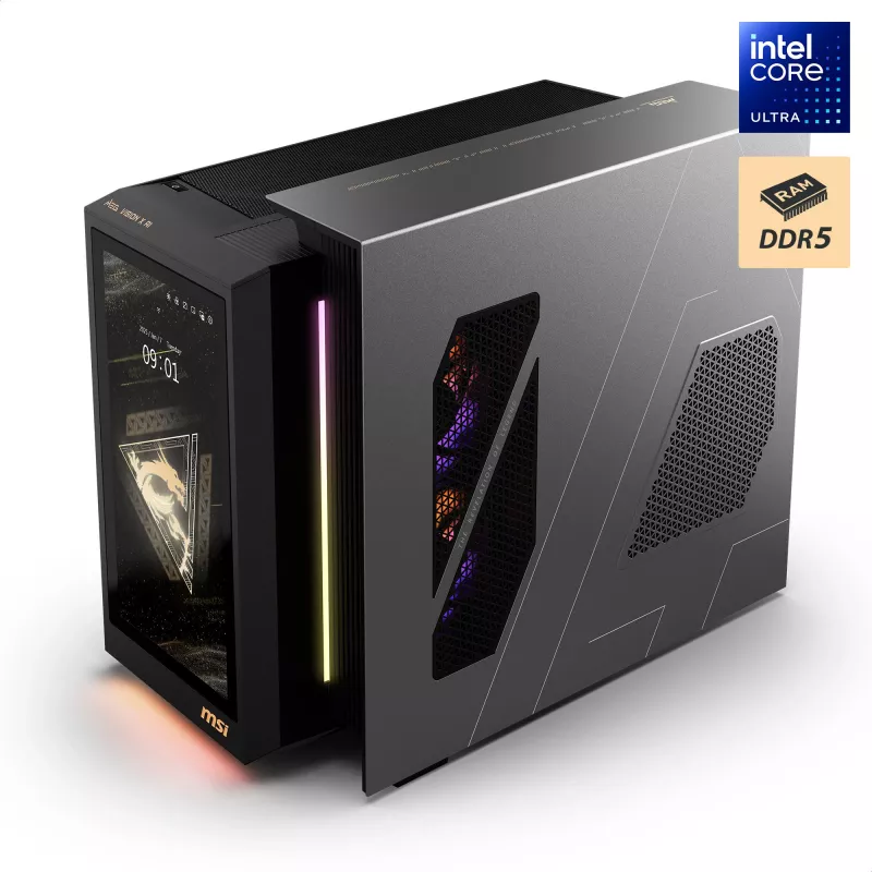MSI MEG Vision X AI 2NVV9-285AT stolový počítač (čierny/priehľadný, Windows 11 Home)