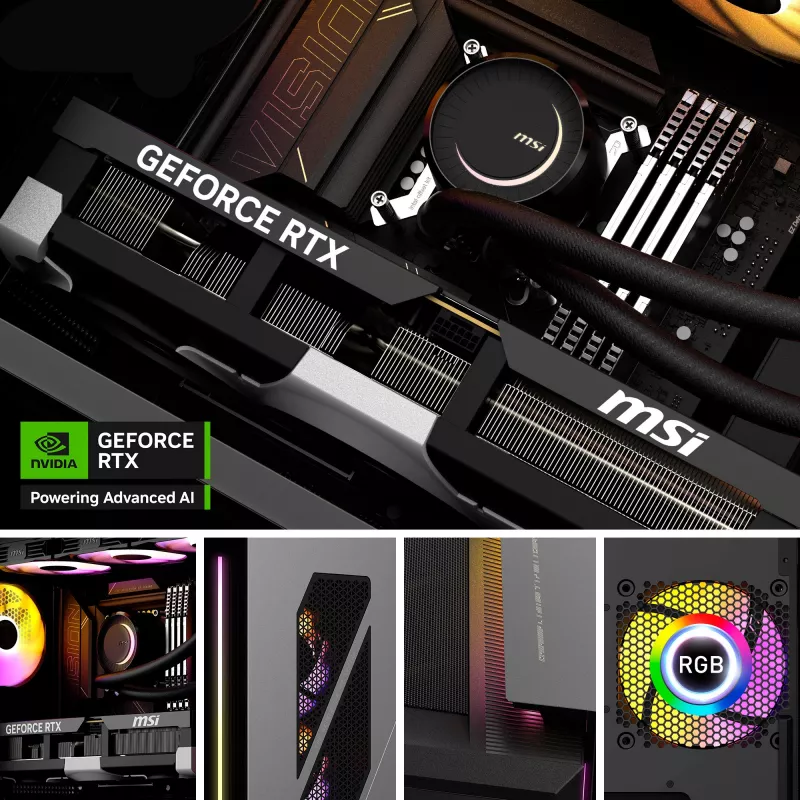 MSI MEG Vision X AI 2NVV9-285AT stolový počítač (čierny/priehľadný, Windows 11 Home)