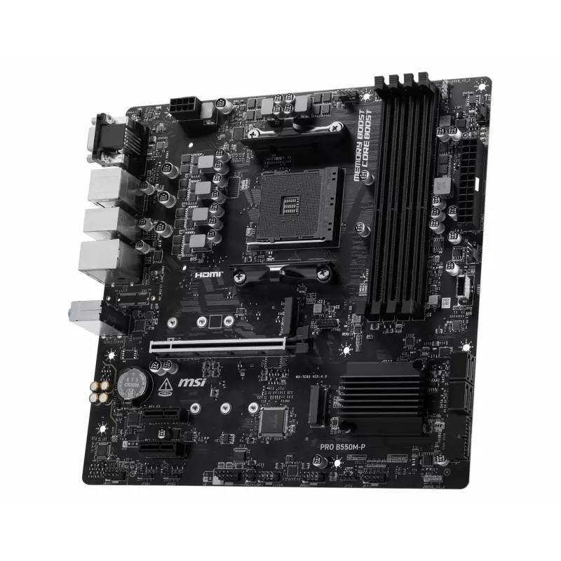 MSI PRO B550M-P základná doska, AMD AM4, B550, Micro-ATX, 4x DDR4, 128GB Max, Dual M.2, Gigabit LAN