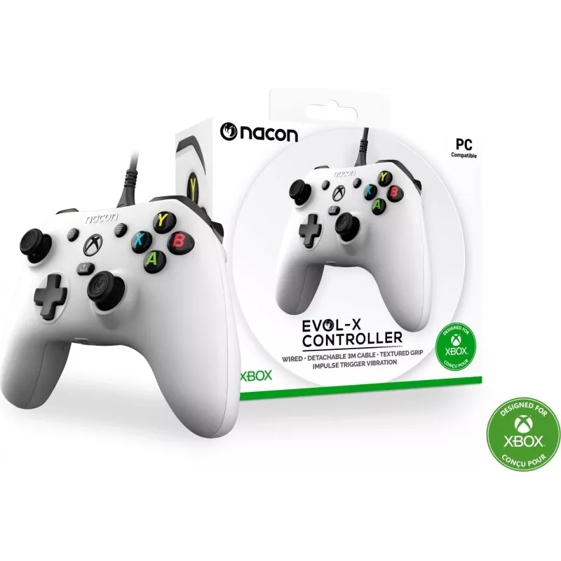 NACON EVOL-X drôtový ovládač pre Xbox Series X|S, Xbox One, PC - biely
