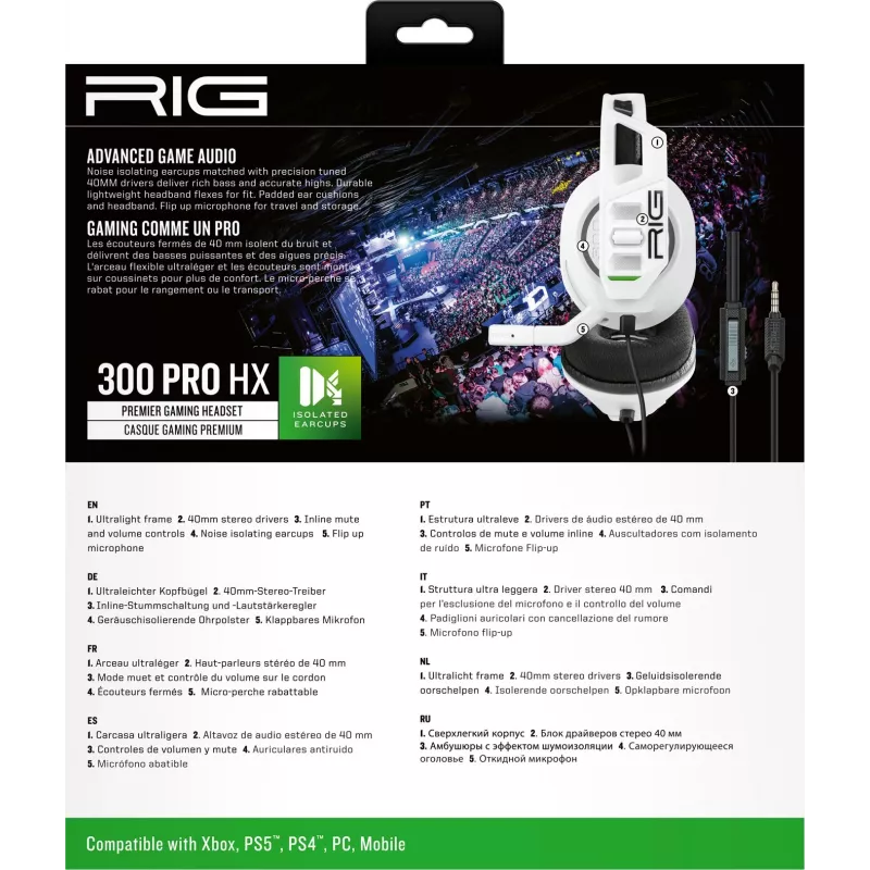 NACON RIG 300HX herný headset pre Xbox, biela