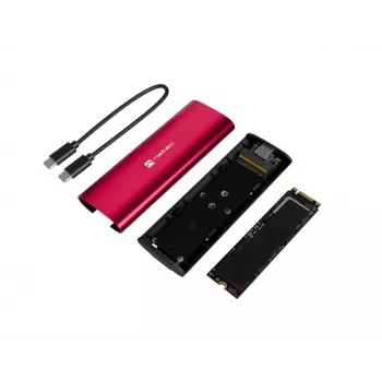 NATEC RHINO M.2 NVMe externé puzdro na SSD, USB-C 3.2 Gen 2, rubínovo červená
