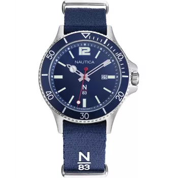 Nautica pánske NAPABS904 analógové quartz hodinky 43 mm modrý silikónový remienok