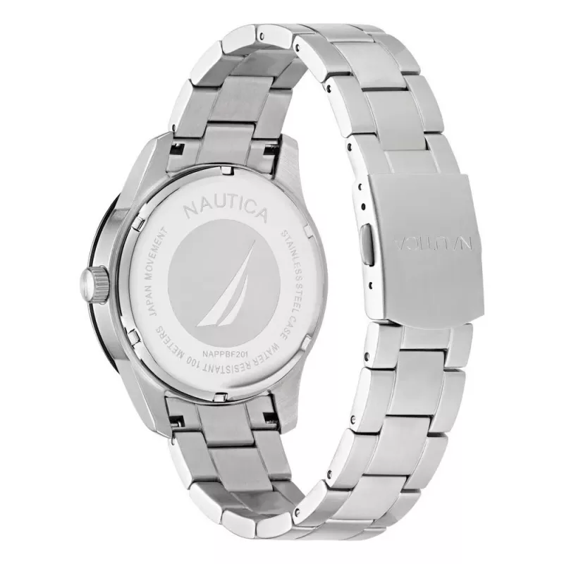NAUTICA pánske NAPPBF201 quartz analógové hodinky s modrým ciferníkom a modrým silikónovým remienkom, 42 mm