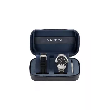 Nautica pánske NAPPBF205 quartz chronografové hodinky 42 mm modrý silikón