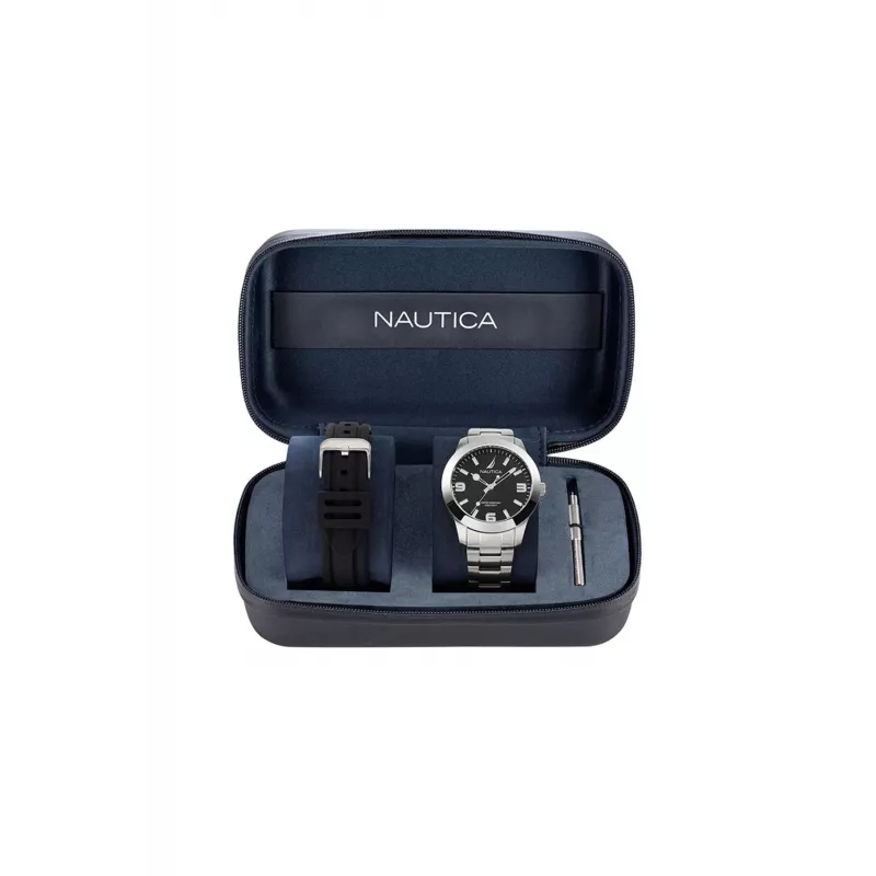 Nautica pánske NAPPBF205 quartz chronografové hodinky 42 mm modrý silikón