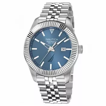 Nautica pánske NAPPBS248 analógové quartz hodinky 43mm čierny ciferník silikónový remienok