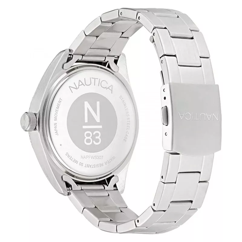 Nautica pánske quartz analógové hodinky NAPFWS307 44mm modrý ciferník modrý silikónový remienok