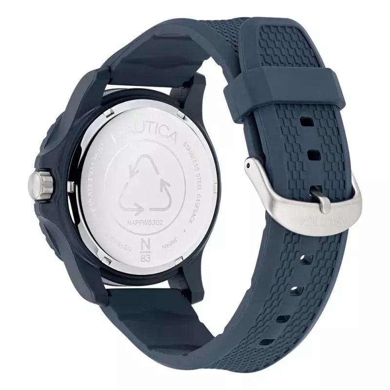 Nautica pánske quartz chronograph hodinky NAPFWS302 45 mm modrý ciferník silikónový náramok