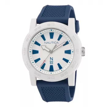 Nautica pánske hodinky NAPATF201 44 mm nerezová oceľ quartz analógové čierny ciferník silikónový remienok