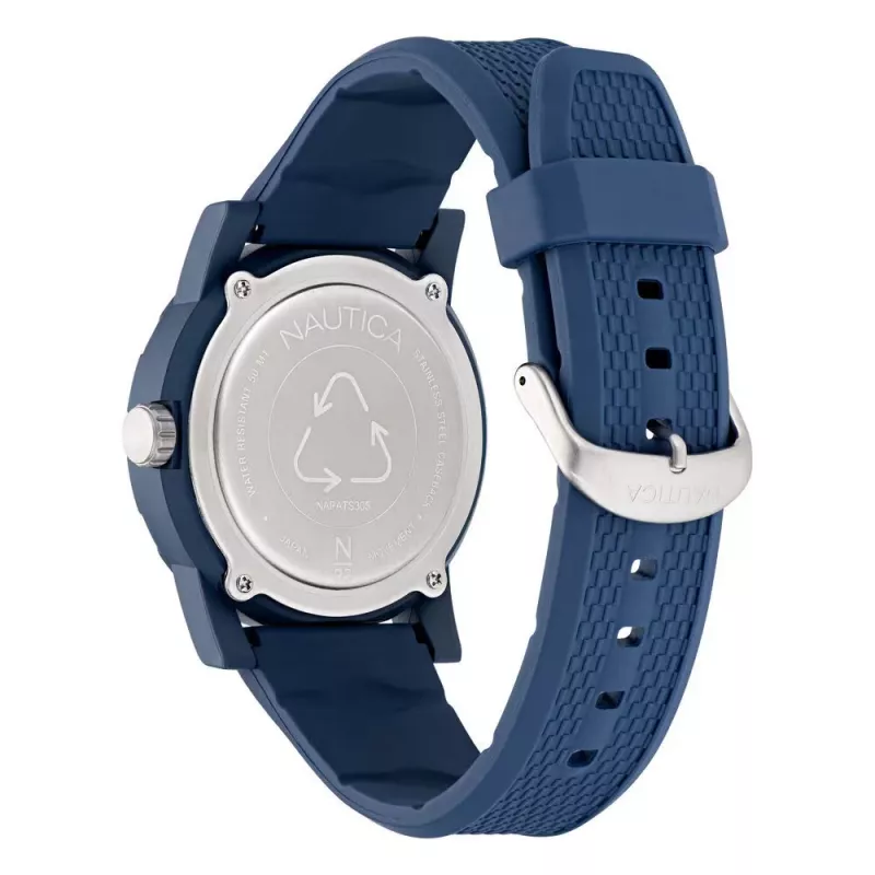 Nautica NAPATS305 pánske quartz analógové hodinky modrý ciferník silikónový remienok 42,5 mm