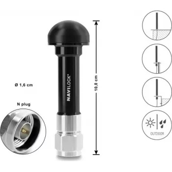 Navilock GNSS anténa N-konektor samec 28 dB aktívna vonkajšia čierna 10 cm (60763)