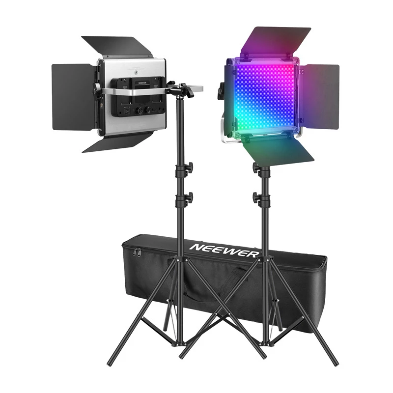 NEEWER 2×660 PRO II RGB LED video svetlo súprava s 2×200cm svetelným statívom