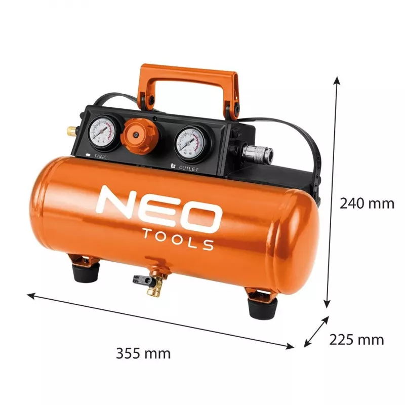 NEO TOOLS 04-620 Olejom mazaný vzduchový kompresor 24L 1,5kW 8bar 200L/min