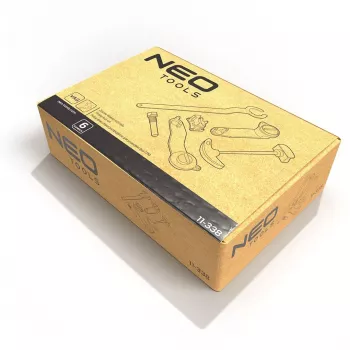 NEO TOOLS 11-338 219-dielna mechanická sada náradia s račňami, nástrčnými kľúčmi, kľúčmi, bitmi a imbusovými kľúčmi v odolnom kufri