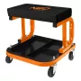 NEO TOOLS 11-604 pojazdná dielenská stolička s odkladacím priestorom na náradie, pneumatické nastavenie výšky 380-500 mm, nosnosť 135 kg, 5 otočných koliesok, vinylové sedadlo odolné voči oleju