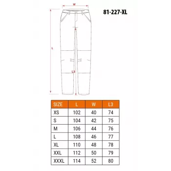 NEO Tools 81-227-XL Ochranné pracovné nohavice, Sivá/Čierna, Veľkosť XL, 267 g/m² Polycotton, vystužené kolená, EN ISO 13688