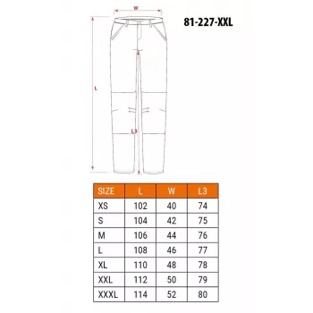 NEO Tools 81-227-XXL ochranné pracovné nohavice s 9 vreckami a vreckami na chrániče kolien, sivá/zelená, XXL