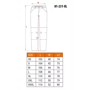 NEO TOOLS 81-231-XL ochranné pracovné nohavice sivá/čierna veľkosť XL