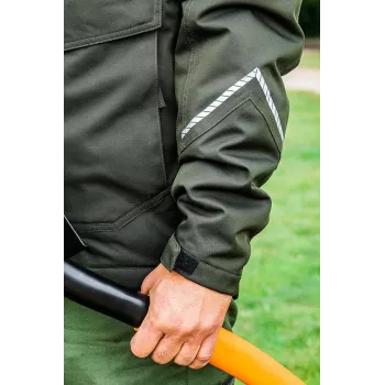 NEO Tools 81-573-XXL softshellová pracovná bunda čierna/sivá s oranžovými akcentmi, vodoodpudivá, priedušná, odnímateľná kapucňa, reflexné prvky, unisex