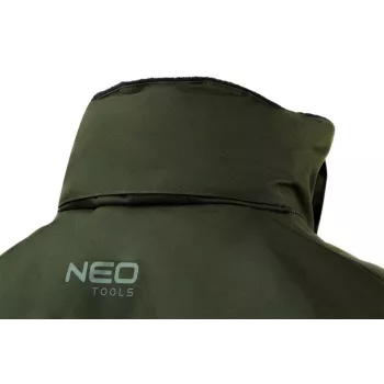 NEO TOOLS 81-573-XXXL pánska zimná pracovná bunda čierna/sivá, vodotesná & vetruodolná, odnímateľná kapucňa, EN ISO 13688