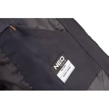 NEO TOOLS 81-574-XXL pracovná bunda - vodoodpudivá, vetruodolná, priedušná, čierna/sivá s oranžovými akcentmi