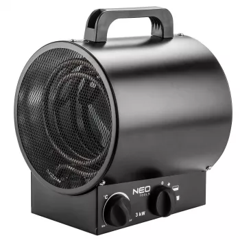 NEO Tools 90-066 2000W PTC keramické teplovzdušné kúrenie s nastaviteľným termostatom, ochrana proti prehriatiu, bezpečnostný vypínač pri prevrátení, 2 stupne ohrevu, režim iba ventilátor, voľne stojace, čierna/sivá