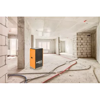 NEO TOOLS 90-162 odvlhčovač vzduchu 10L/24h s 2,1L nádržou, LED displej, automatické odmrazovanie, trvalý odvod kondenzátu, detská poistka, čierny