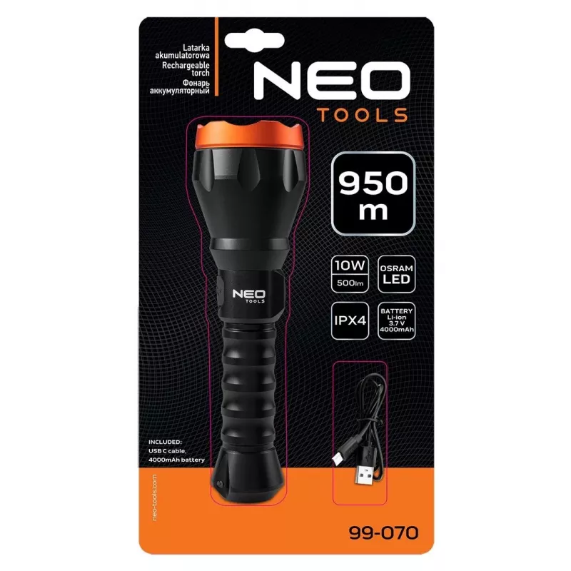 NEO TOOLS 99-070 XPE + COB LED čelová lampa so senzorom pohybu, 120 lm, IPX4, 3x AAA