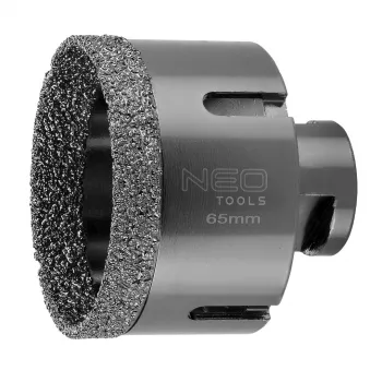 NEO TOOLS diamantová korunová vŕtačka 65 mm M14 vákuovo spájkovaná na keramiku, porcelán, granit, mramor, sklo