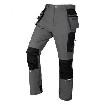 NEO TOOLS Mix&Match 4-smerové strečové pracovné nohavice s puzdrami na náradie, Cordura výstuž, sivá/čierna, veľkosť XL