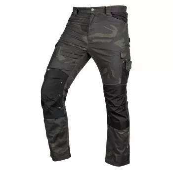 NEO TOOLS Mix&Match plátené pracovné nohavice s Cordura výstužami, zelená camouflage, veľkosť XL