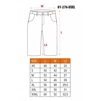 NEO TOOLS PREMIUM Pánske šortky z bavlnenej zmesi so stretch, XXXL, čierna