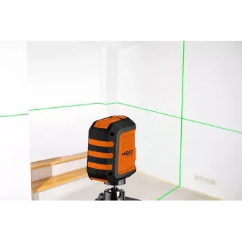 NEO TOOLS TOP-75-106 krížový laser s 2 červenými lúčmi, samonivelačný, IP54, dosah 10 m, závit 1/4 palca, vrátane látkovej tašky
