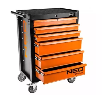 NEO Tools dielenská skriňa, 6 zásuviek, celkové zaťaženie 280 kg, uzamykateľná, guľôčkové vedenia zásuviek, ochrana proti prevráteniu, 4 kolieska, oceľ