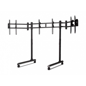 Next Level Racing podlahový stojan voľne stojaci stojan na jeden monitor s okrúhlou rúrou pre až 3x43 palcov nastavenie výšky náklon max. nosnosť 50 kg čierny