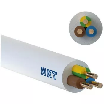 NKT YDYp 3x1,5 mm² 450/750V PVC silový kábel 100m kotúč biely
