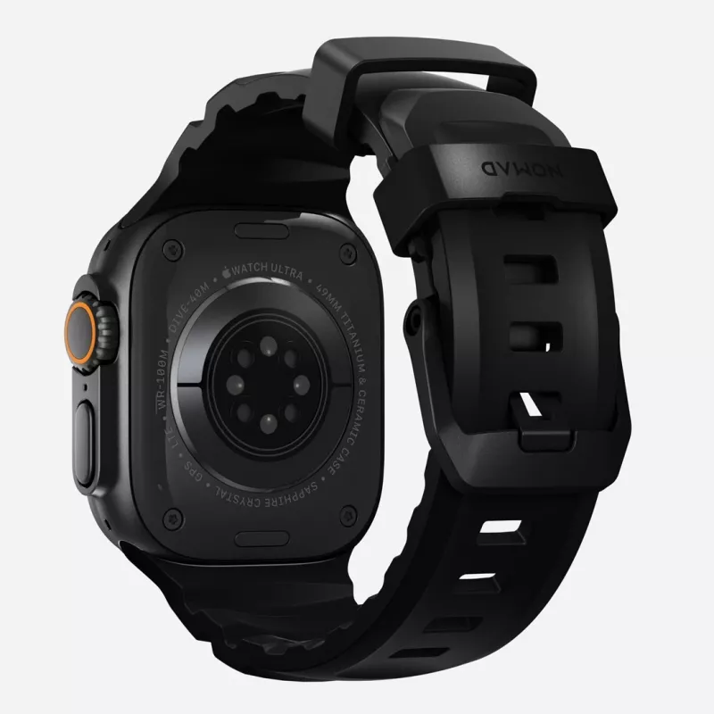 NOMAD Rocky Point remienok pre Apple Watch 46mm/49mm s FKM a titánom (Carbon Black, Black Hardware)