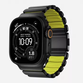 NOMAD Stratos Band - titánový náramok pre Apple Watch 49mm s FKM (Black Titanium, Volt FKM)
